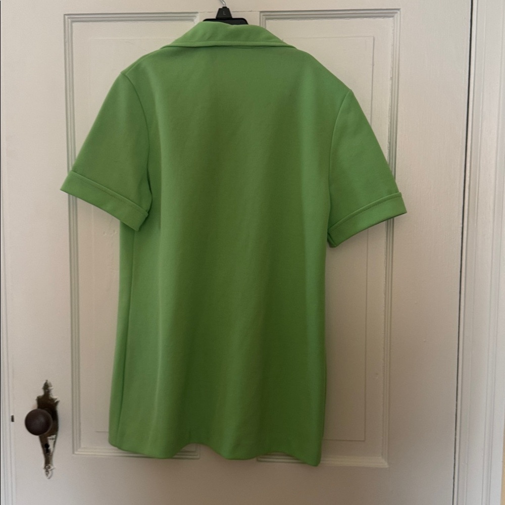 Pykettes design Vintage 1970 nylon rayon style short sleeve lime green blouse - Picture 3 of 4